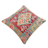 handmade Traditional Pillow Red Blue Hand-Woven SQUARE 100% WOOL Hand woven turkish pillow2' x 2'