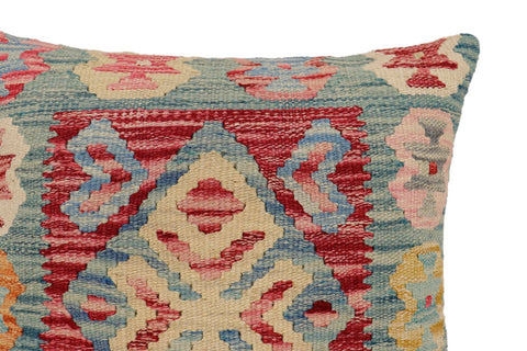 handmade Traditional Pillow Red Blue Hand-Woven SQUARE 100% WOOL Hand woven turkish pillow2 x 2