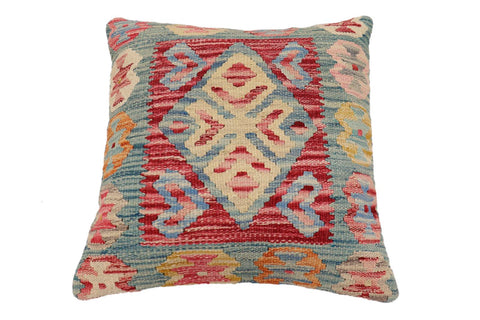 handmade Traditional Pillow Red Blue Hand-Woven SQUARE 100% WOOL Hand woven turkish pillow2 x 2