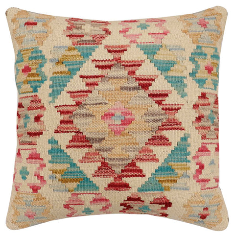 handmade Traditional Pillow Beige Red Hand-Woven SQUARE 100% WOOL Hand woven turkish pillow2 x 2