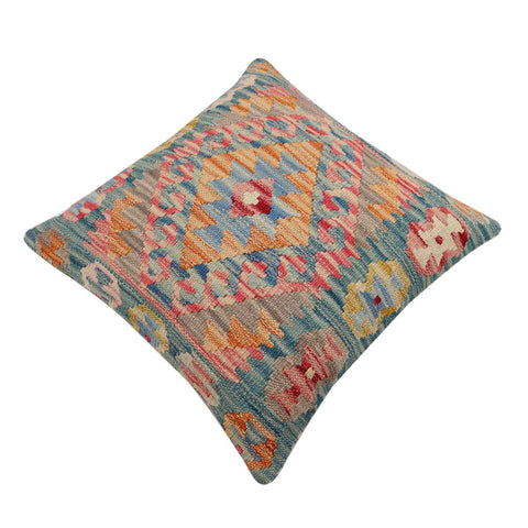 handmade Traditional Pillow Blue Red Hand-Woven SQUARE 100% WOOL Hand woven turkish pillow2 x 2