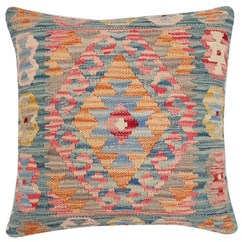 handmade Traditional Pillow Blue Red Hand-Woven SQUARE 100% WOOL Hand woven turkish pillow2 x 2