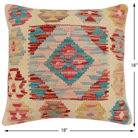 handmade Traditional Pillow Beige Red Hand-Woven SQUARE 100% WOOL Hand woven turkish pillow2 x 2