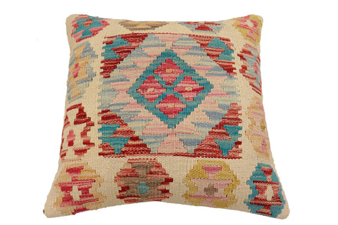 handmade Traditional Pillow Beige Red Hand-Woven SQUARE 100% WOOL Hand woven turkish pillow2 x 2