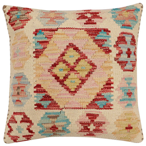 handmade Traditional Pillow Beige Red Hand-Woven SQUARE 100% WOOL Hand woven turkish pillow2 x 2