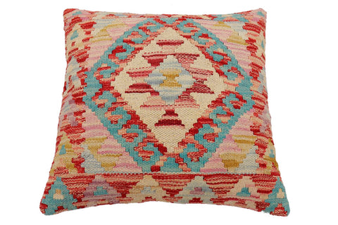 handmade Traditional Pillow Red Blue Hand-Woven SQUARE 100% WOOL Hand woven turkish pillow2 x 2
