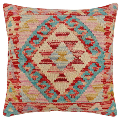 handmade Traditional Pillow Red Blue Hand-Woven SQUARE 100% WOOL Hand woven turkish pillow2 x 2