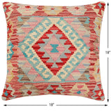 handmade Traditional Pillow Red Blue Hand-Woven SQUARE 100% WOOL Hand woven turkish pillow2' x 2'