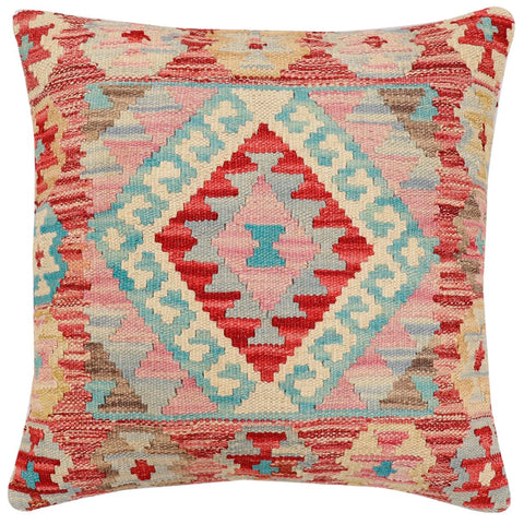 handmade Traditional Pillow Red Blue Hand-Woven SQUARE 100% WOOL Hand woven turkish pillow2 x 2