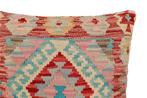 handmade Traditional Pillow Red Blue Hand-Woven SQUARE 100% WOOL Hand woven turkish pillow2 x 2