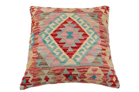 handmade Traditional Pillow Red Blue Hand-Woven SQUARE 100% WOOL Hand woven turkish pillow2 x 2