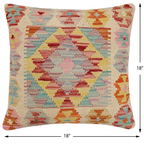 handmade Traditional Pillow Beige Red Hand-Woven SQUARE 100% WOOL Hand woven turkish pillow2 x 2