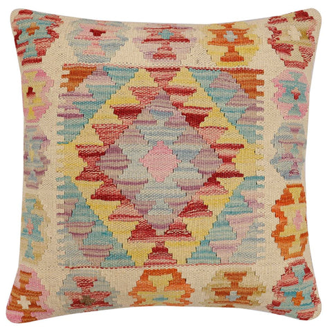 handmade Traditional Pillow Beige Red Hand-Woven SQUARE 100% WOOL Hand woven turkish pillow2 x 2