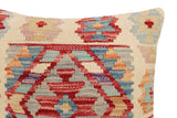 handmade Traditional Pillow Beige Red Hand-Woven SQUARE 100% WOOL  Hand woven turkish pillow  2 x 2