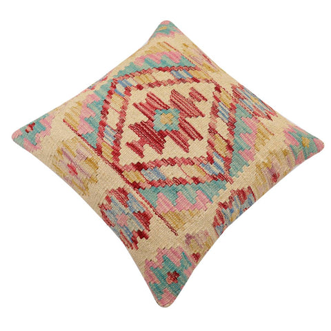 handmade Traditional Pillow Beige Red Hand-Woven SQUARE 100% WOOL Hand woven turkish pillow2 x 2
