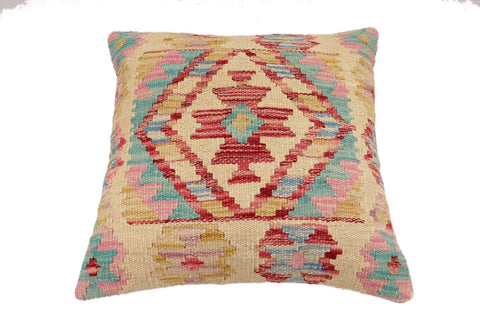 handmade Traditional Pillow Beige Red Hand-Woven SQUARE 100% WOOL Hand woven turkish pillow2 x 2