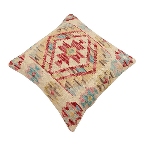 handmade Traditional Pillow Beige Red Hand-Woven SQUARE 100% WOOL Hand woven turkish pillow2 x 2