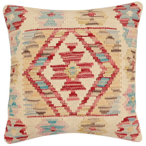 handmade Traditional Pillow Beige Red Hand-Woven SQUARE 100% WOOL Hand woven turkish pillow2 x 2
