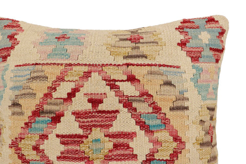 handmade Traditional Pillow Beige Red Hand-Woven SQUARE 100% WOOL Hand woven turkish pillow2 x 2