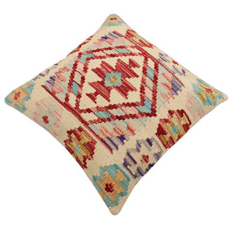 handmade Traditional Pillow Beige Red Hand-Woven SQUARE 100% WOOL Hand woven turkish pillow2 x 2