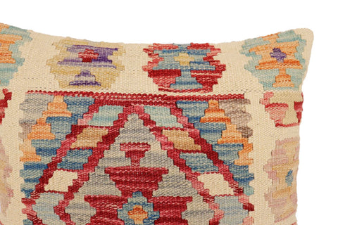 handmade Traditional Pillow Beige Red Hand-Woven SQUARE 100% WOOL Hand woven turkish pillow2 x 2