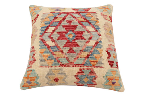 handmade Traditional Pillow Beige Red Hand-Woven SQUARE 100% WOOL Hand woven turkish pillow2 x 2