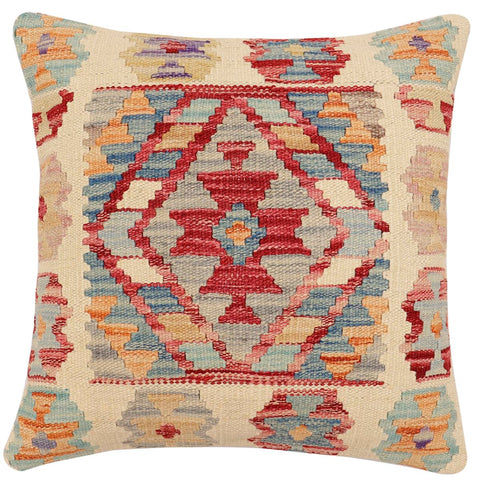 handmade Traditional Pillow Beige Red Hand-Woven SQUARE 100% WOOL Hand woven turkish pillow2 x 2