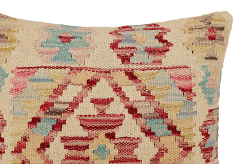 handmade Traditional Pillow Beige Red Hand-Woven SQUARE 100% WOOL Hand woven turkish pillow2 x 2