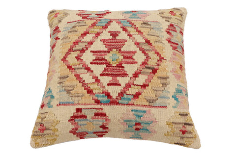handmade Traditional Pillow Beige Red Hand-Woven SQUARE 100% WOOL Hand woven turkish pillow2 x 2