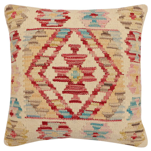handmade Traditional Pillow Beige Red Hand-Woven SQUARE 100% WOOL Hand woven turkish pillow2 x 2