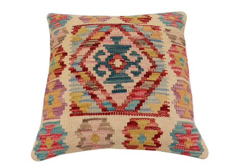 handmade Traditional Pillow Beige Red Hand-Woven SQUARE 100% WOOL Hand woven turkish pillow2 x 2