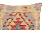 handmade Traditional Pillow Beige Red Hand-Woven SQUARE 100% WOOL Hand woven turkish pillow2' x 2'