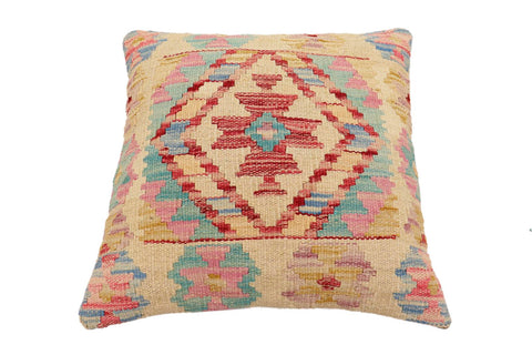 handmade Traditional Pillow Beige Red Hand-Woven SQUARE 100% WOOL Hand woven turkish pillow2 x 2