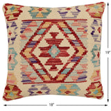 handmade Traditional Pillow Beige Red Hand-Woven SQUARE 100% WOOL  Hand woven turkish pillow  2 x 2