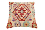 handmade Traditional Pillow Beige Red Hand-Woven SQUARE 100% WOOL  Hand woven turkish pillow  2 x 2