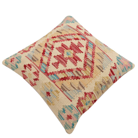 handmade Traditional Pillow Beige Red Hand-Woven SQUARE 100% WOOL Hand woven turkish pillow2 x 2