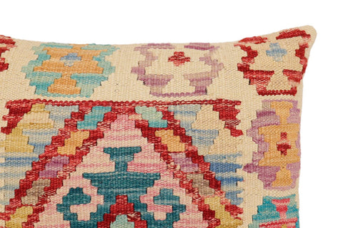 handmade Traditional Pillow Beige Red Hand-Woven SQUARE 100% WOOL Hand woven turkish pillow2 x 2