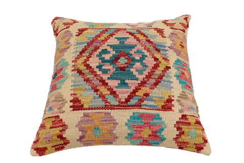 handmade Traditional Pillow Beige Red Hand-Woven SQUARE 100% WOOL Hand woven turkish pillow2 x 2