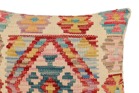 handmade Traditional Pillow Beige Red Hand-Woven SQUARE 100% WOOL Hand woven turkish pillow2 x 2