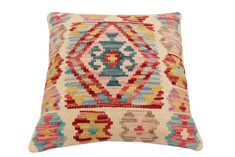 handmade Traditional Pillow Beige Red Hand-Woven SQUARE 100% WOOL Hand woven turkish pillow2 x 2
