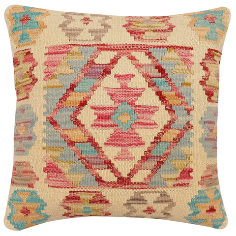 handmade Traditional Pillow Beige Red Hand-Woven SQUARE 100% WOOL Hand woven turkish pillow2 x 2