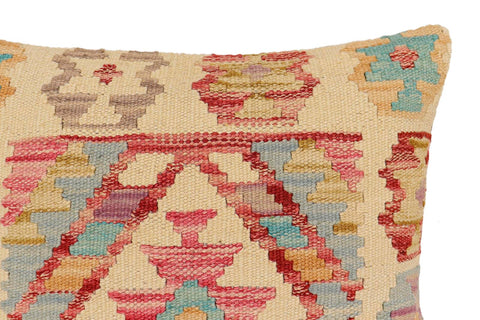 handmade Traditional Pillow Beige Red Hand-Woven SQUARE 100% WOOL Hand woven turkish pillow2 x 2