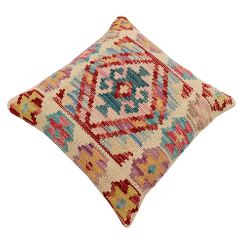 handmade Traditional Pillow Beige Red Hand-Woven SQUARE 100% WOOL Hand woven turkish pillow2 x 2