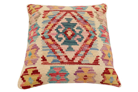 handmade Traditional Pillow Beige Red Hand-Woven SQUARE 100% WOOL Hand woven turkish pillow2 x 2