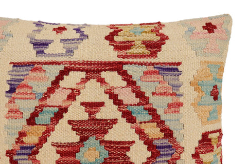 handmade Traditional Pillow Beige Red Hand-Woven SQUARE 100% WOOL Hand woven turkish pillow2 x 2