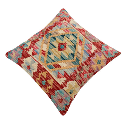 handmade Traditional Pillow Red Blue Hand-Woven SQUARE 100% WOOL Hand woven turkish pillow2 x 2
