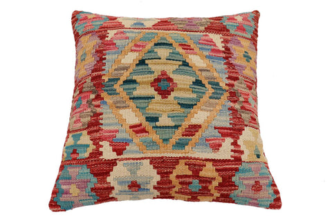 handmade Traditional Pillow Red Blue Hand-Woven SQUARE 100% WOOL Hand woven turkish pillow2 x 2