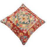 handmade Traditional Pillow Red Blue Hand-Woven SQUARE 100% WOOL Hand woven turkish pillow2' x 2'