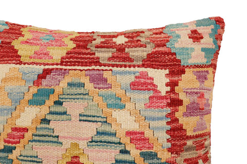 handmade Traditional Pillow Red Blue Hand-Woven SQUARE 100% WOOL Hand woven turkish pillow2 x 2