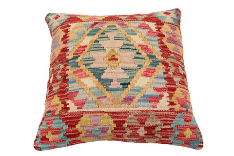 handmade Traditional Pillow Red Blue Hand-Woven SQUARE 100% WOOL Hand woven turkish pillow2 x 2